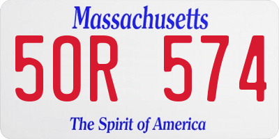 MA license plate 5OR574