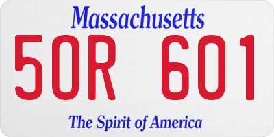 MA license plate 5OR601