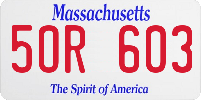 MA license plate 5OR603