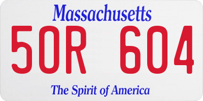 MA license plate 5OR604