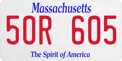 MA license plate 5OR605
