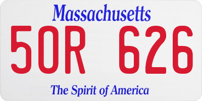 MA license plate 5OR626