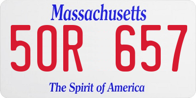 MA license plate 5OR657