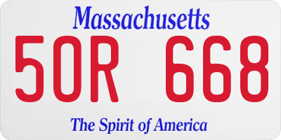 MA license plate 5OR668