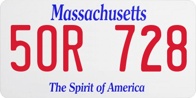 MA license plate 5OR728