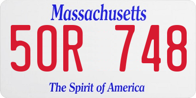 MA license plate 5OR748