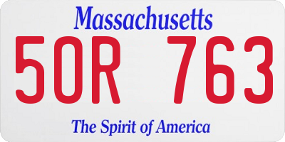 MA license plate 5OR763