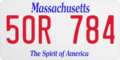 MA license plate 5OR784