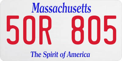 MA license plate 5OR805