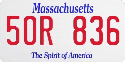 MA license plate 5OR836