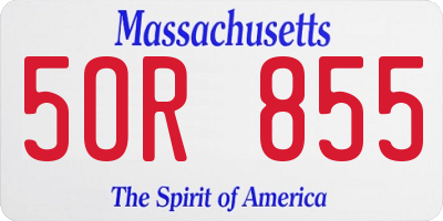 MA license plate 5OR855