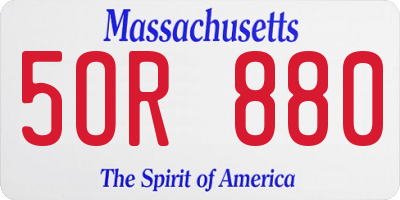 MA license plate 5OR880