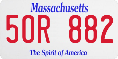 MA license plate 5OR882