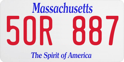 MA license plate 5OR887