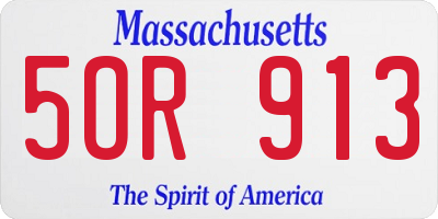 MA license plate 5OR913