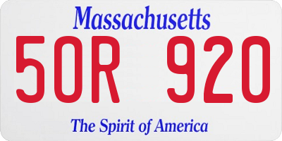 MA license plate 5OR920
