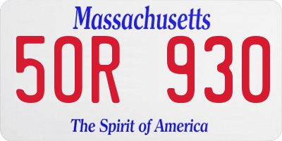 MA license plate 5OR930