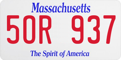 MA license plate 5OR937
