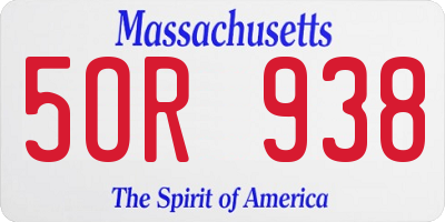 MA license plate 5OR938