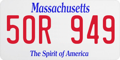 MA license plate 5OR949