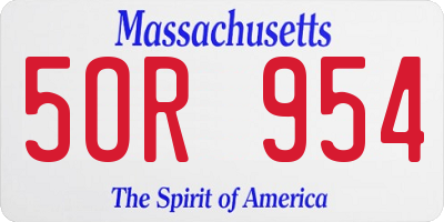 MA license plate 5OR954