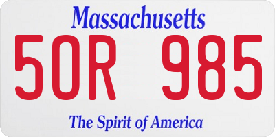 MA license plate 5OR985