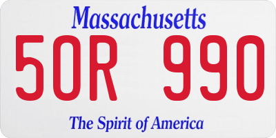 MA license plate 5OR990