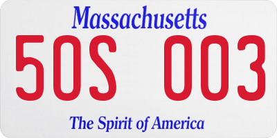 MA license plate 5OS003
