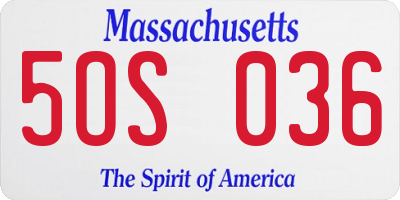 MA license plate 5OS036