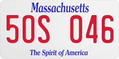 MA license plate 5OS046