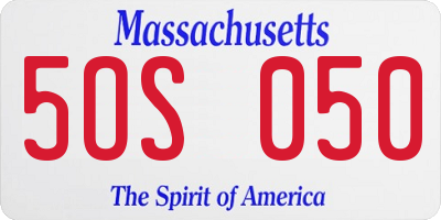MA license plate 5OS050