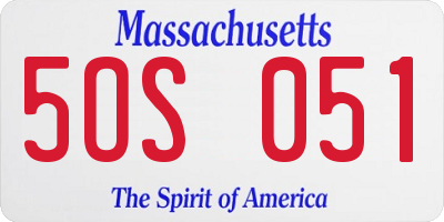MA license plate 5OS051