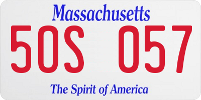 MA license plate 5OS057