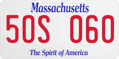 MA license plate 5OS060