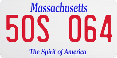 MA license plate 5OS064