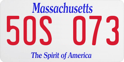 MA license plate 5OS073