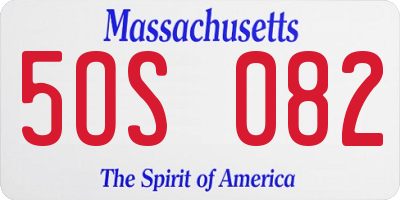 MA license plate 5OS082