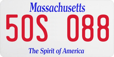 MA license plate 5OS088