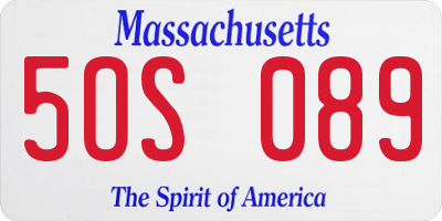 MA license plate 5OS089