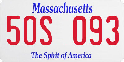 MA license plate 5OS093