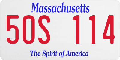 MA license plate 5OS114
