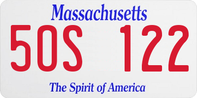MA license plate 5OS122
