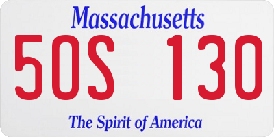 MA license plate 5OS130
