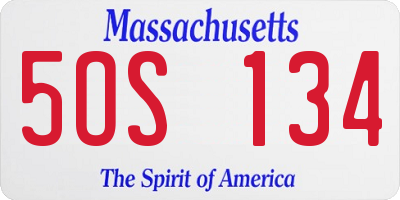 MA license plate 5OS134