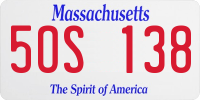 MA license plate 5OS138