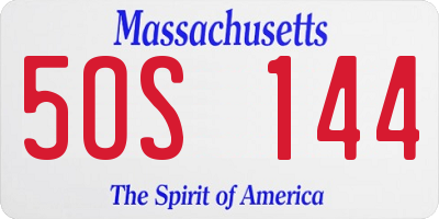 MA license plate 5OS144