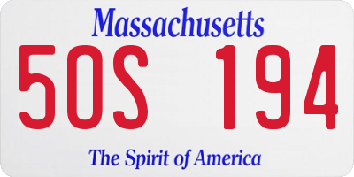 MA license plate 5OS194