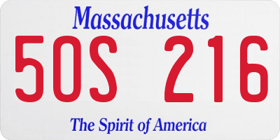 MA license plate 5OS216