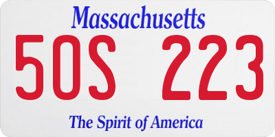 MA license plate 5OS223