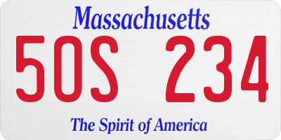 MA license plate 5OS234